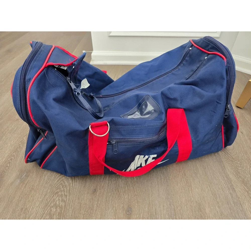 Vintage Nike Navy Red Duffle Bag Sports Gym Travel Gear Duffel‎ Carry-On